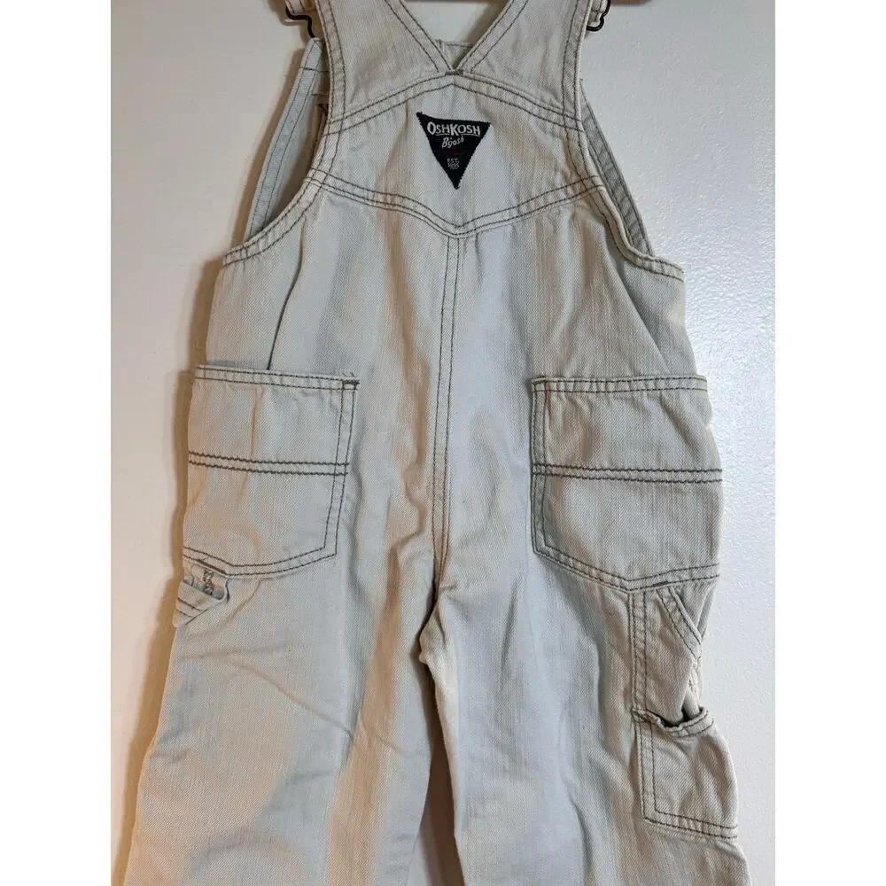 OSHKOSH B’GOSH Boy’s Vestbak Light Gray Bib Overalls / Size: 2T